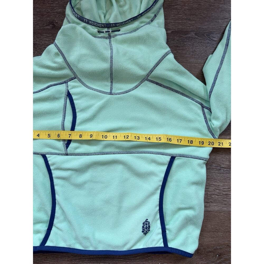 Free People Movement Blue Jade Crop Hoodie Pull Over Thumb Holes Fleece XS NWT - Picture 8 of 8